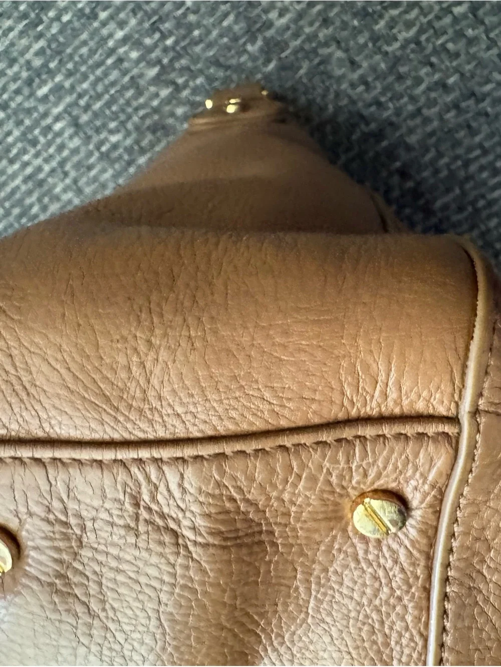 Tory Burch Amanda Mini Satchel Tan Camel Leather Gold Logo Handbag